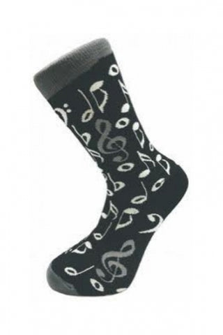 Grey & White Notes Musical Socks